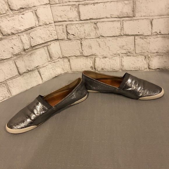 FRYE Metallic Silver Pewter Leather Slip on Flats - Picture 6 of 8
